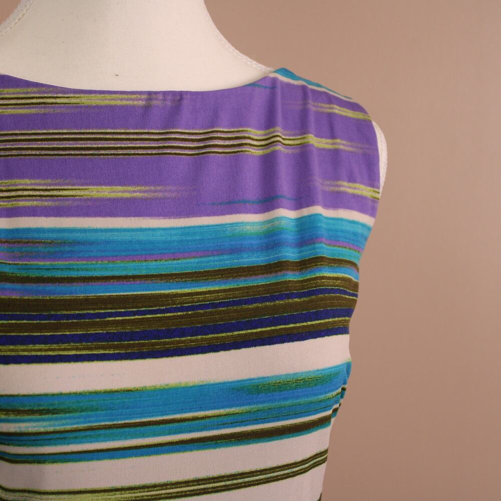 Women's Sleeveless Swing Dress Purple & Teal sz 14 Petite - Picture 2 of 6